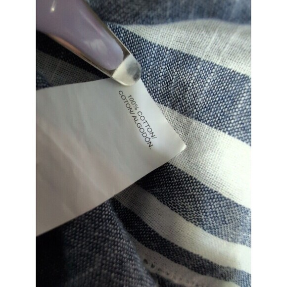 Lucky Brand Women's Blouse 1X Plus White  Blue Button Up Pockets Long Sleeve 103 - Picture 9 of 9